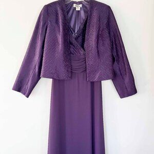 Purple Beaded Evening Gown by Patra Size 10